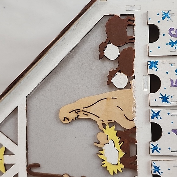 Hand Crafted Lighted Christmas Advent Calendar Box Shelf - Picture 5 of 13